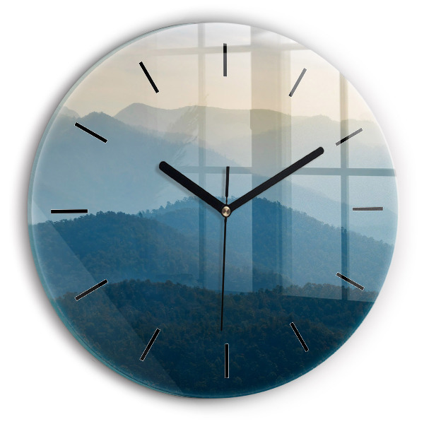 Round glass clock Abstract Mountain Landscape