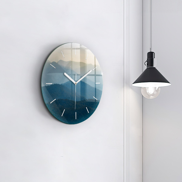 Round glass clock Abstract Mountain Landscape