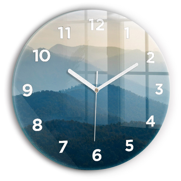 Round glass clock Abstract Mountain Landscape