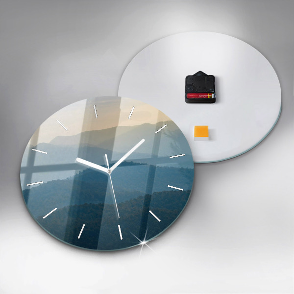 Round glass clock Abstract Mountain Landscape