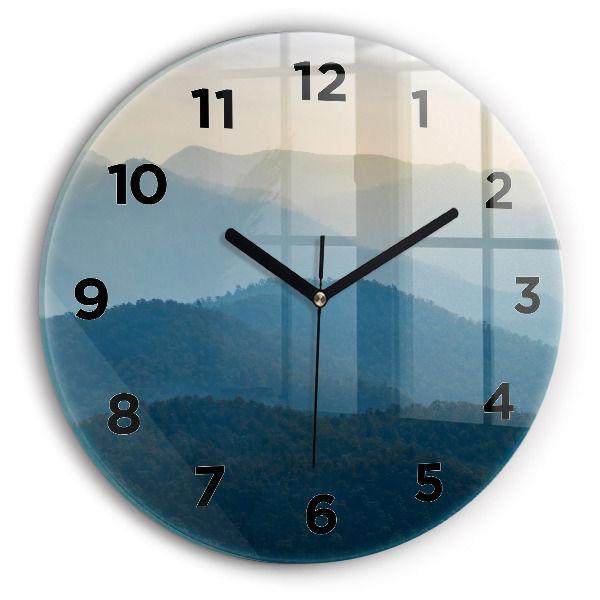 Round glass clock Abstract Mountain Landscape