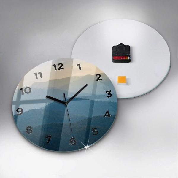 Round glass clock Abstract Mountain Landscape