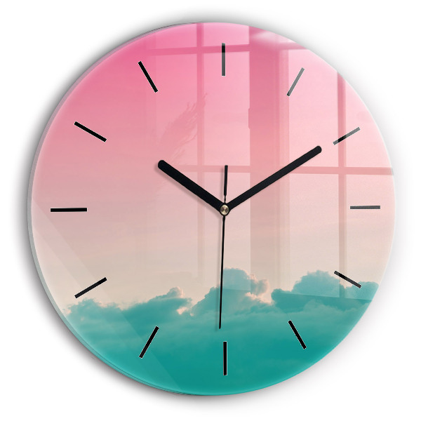 Round glass clock Sky and mountain gradient