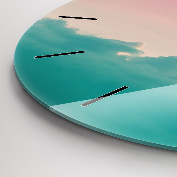 Round glass clock Sky and mountain gradient