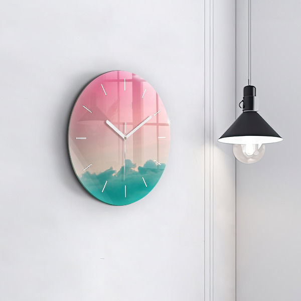 Round glass clock Sky and mountain gradient