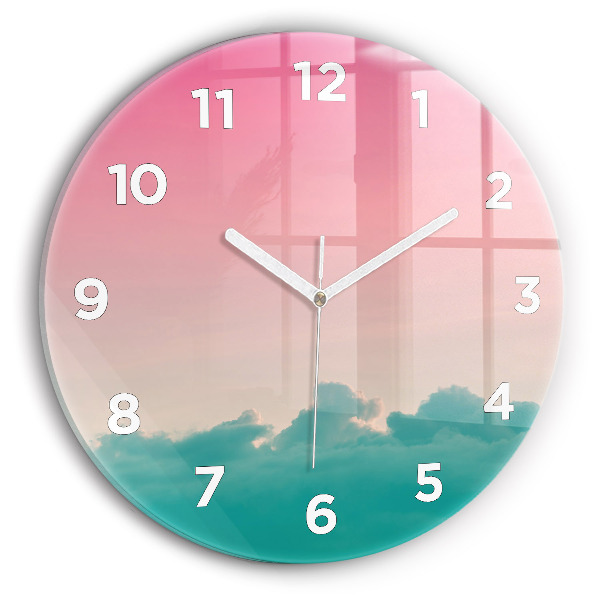 Round glass clock Sky and mountain gradient
