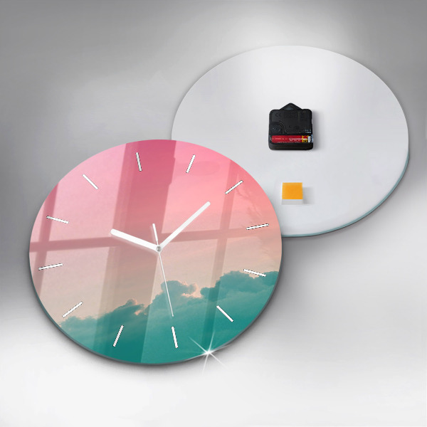 Round glass clock Sky and mountain gradient