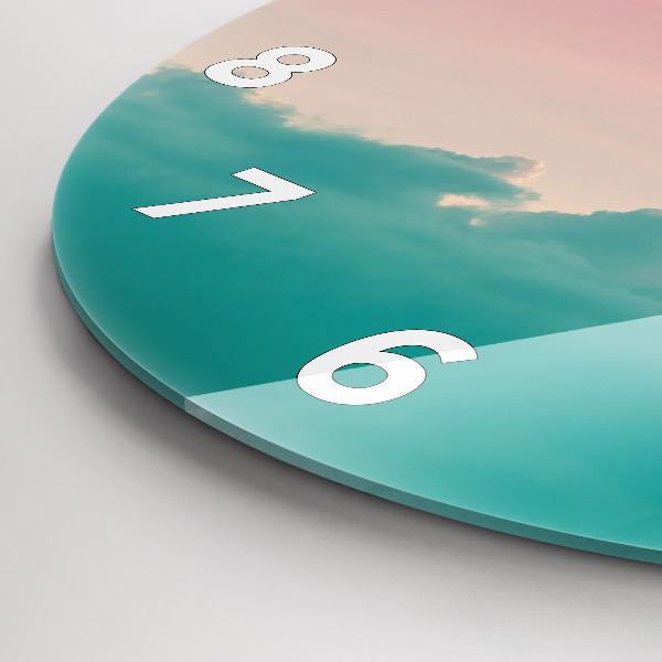 Round glass clock Sky and mountain gradient