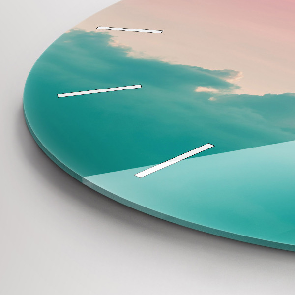 Round glass clock Sky and mountain gradient