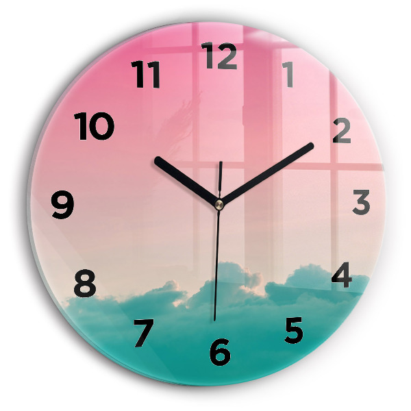 Round glass clock Sky and mountain gradient
