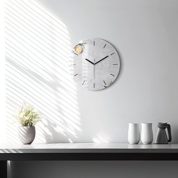 Round glass clock Minimalist olives