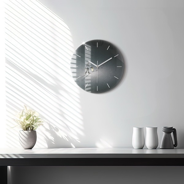 Round glass clock Wanderer in the Dark