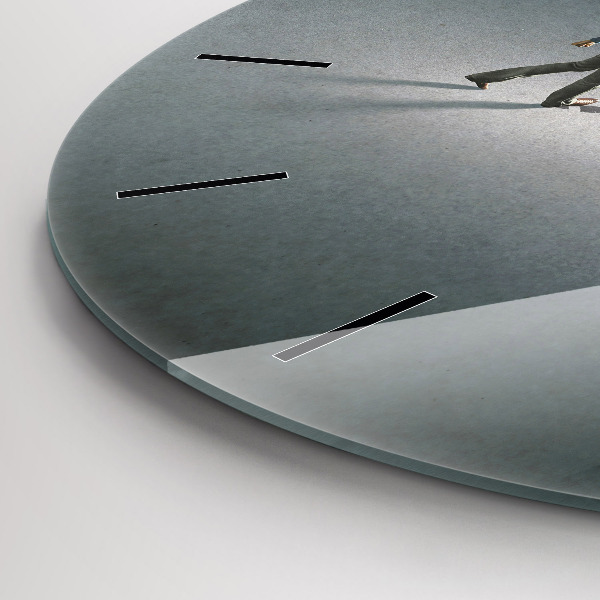 Round glass clock Wanderer in the Dark