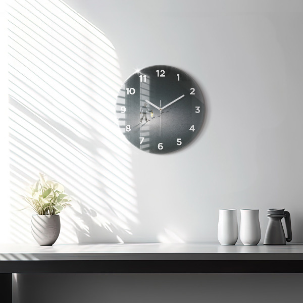 Round glass clock Wanderer in the Dark