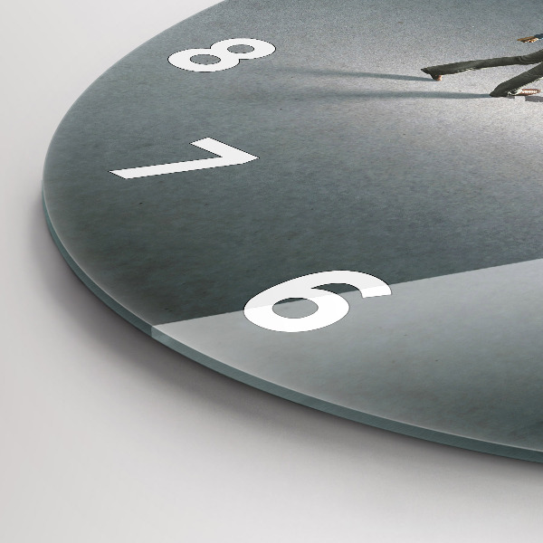Round glass clock Wanderer in the Dark
