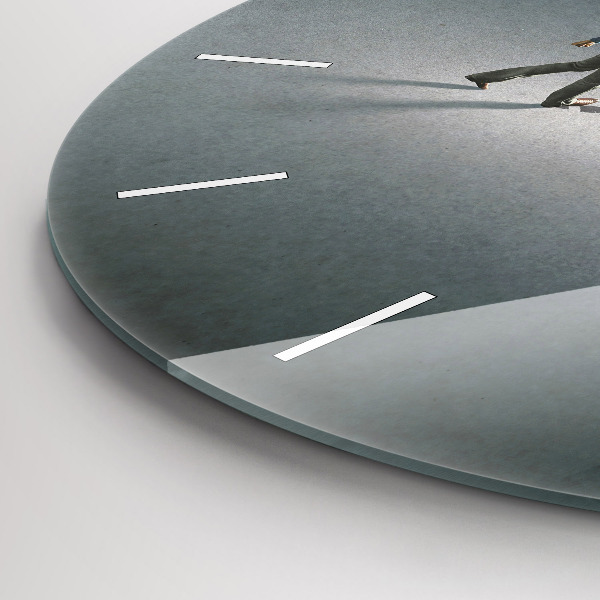 Round glass clock Wanderer in the Dark