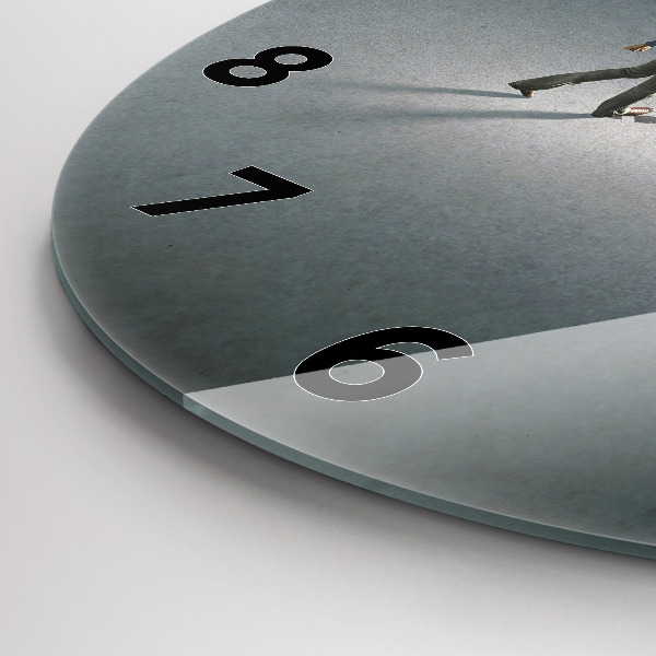 Round glass clock Wanderer in the Dark