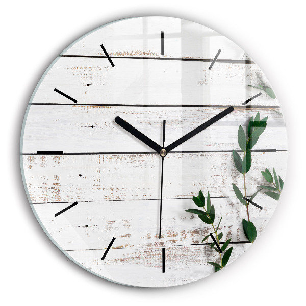 Round glass clock Light wooden boards