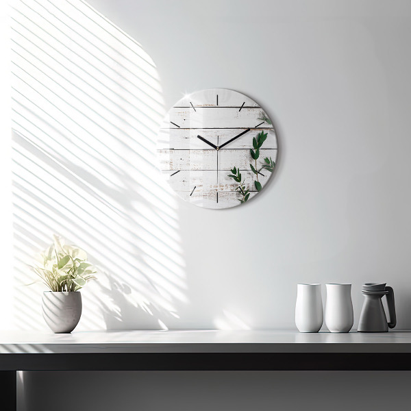 Round glass clock Light wooden boards