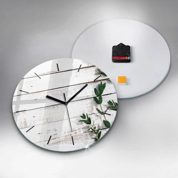 Round glass clock Light wooden boards