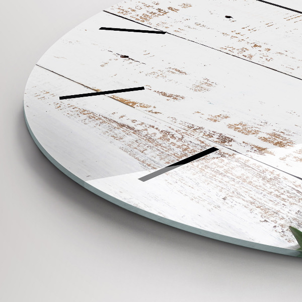 Round glass clock Light wooden boards