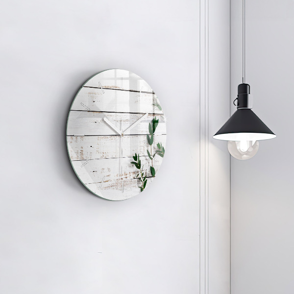 Round glass clock Light wooden boards