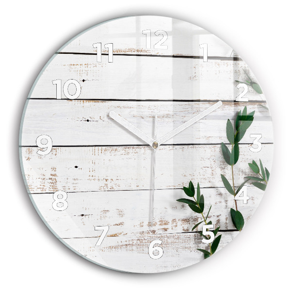 Round glass clock Light wooden boards