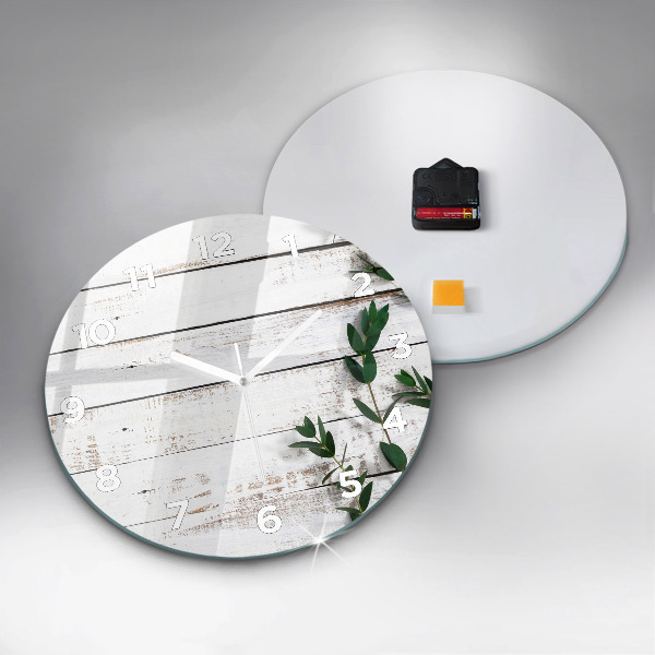 Round glass clock Light wooden boards