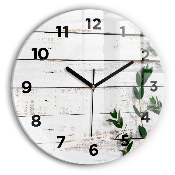 Round glass clock Light wooden boards