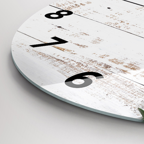 Round glass clock Light wooden boards