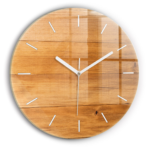 Round glass clock Wooden boards