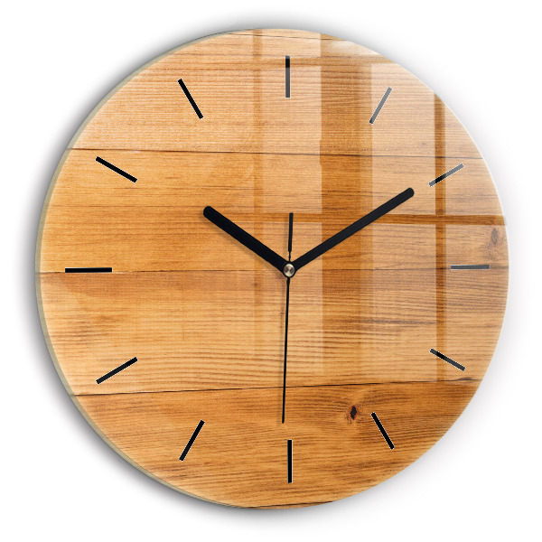 Round glass clock Wooden boards