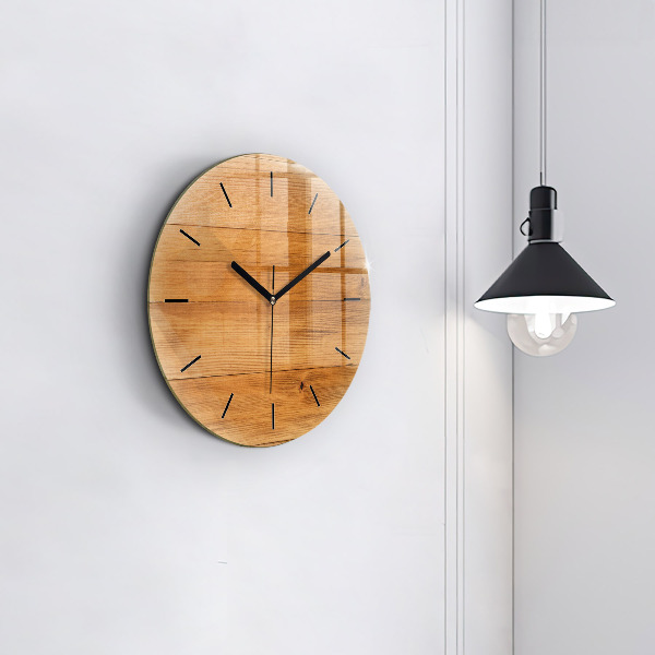 Round glass clock Wooden boards