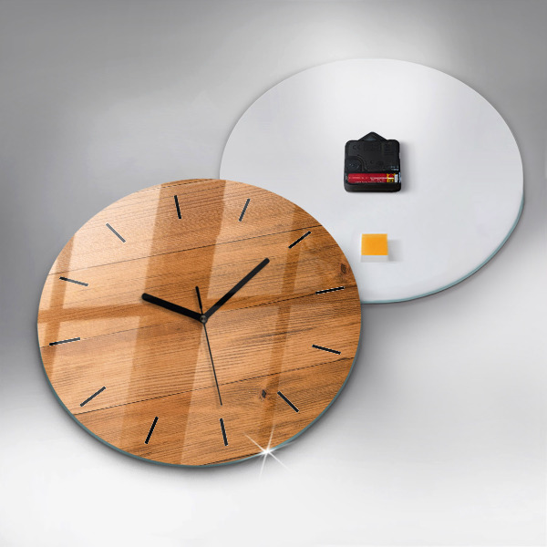 Round glass clock Wooden boards
