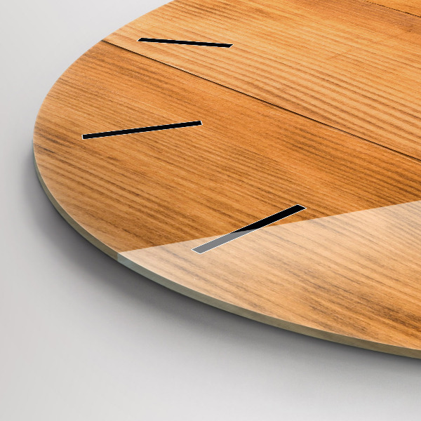 Round glass clock Wooden boards