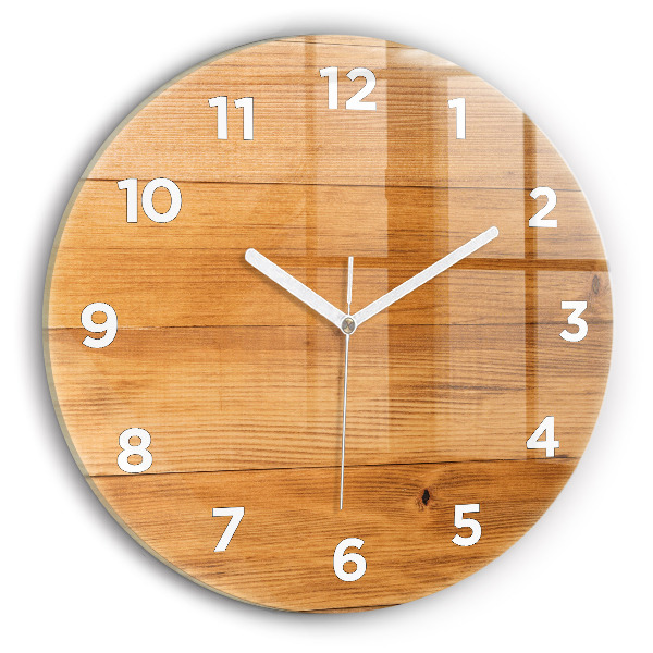 Round glass clock Wooden boards
