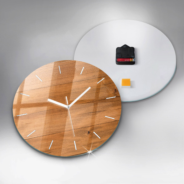 Round glass clock Wooden boards