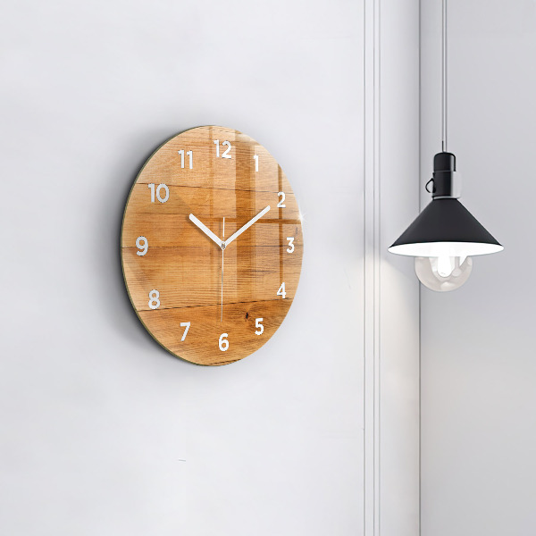 Round glass clock Wooden boards