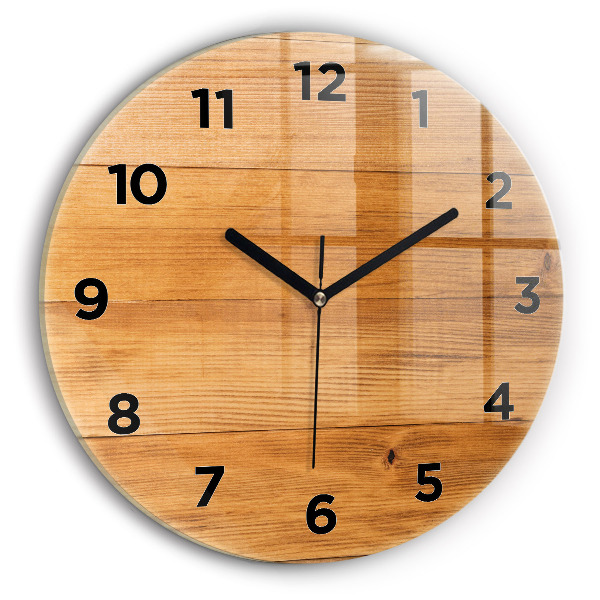 Round glass clock Wooden boards