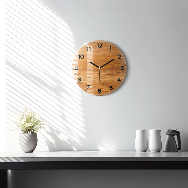 Round glass clock Wooden boards