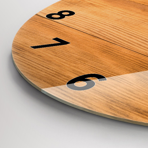 Round glass clock Wooden boards