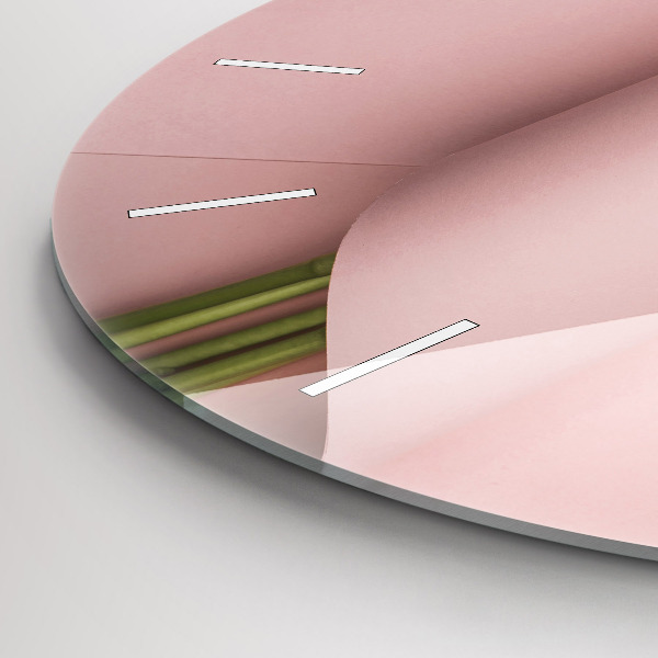 Round glass clock Tulip flower bouquet