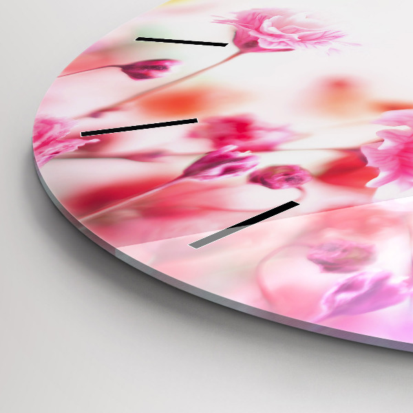 Round glass clock Flowers in the meadow