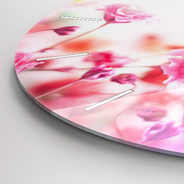 Round glass clock Flowers in the meadow