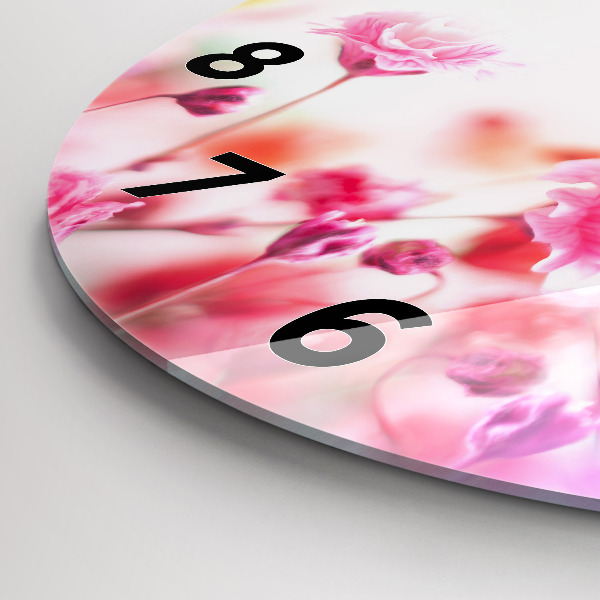 Round glass clock Flowers in the meadow