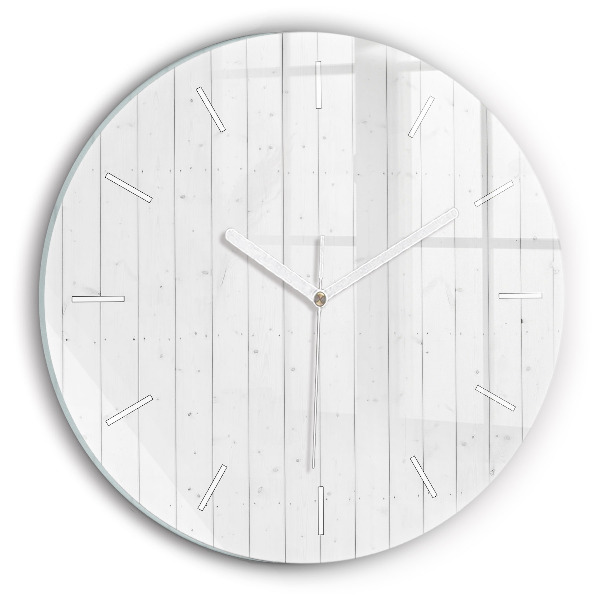 Round glass clock Wooden panels pattern