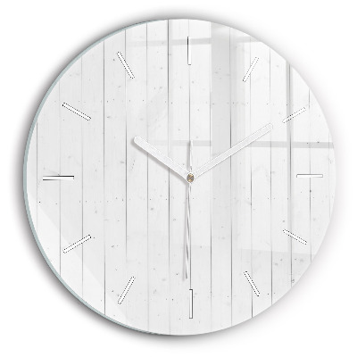Round glass clock Wooden panels pattern