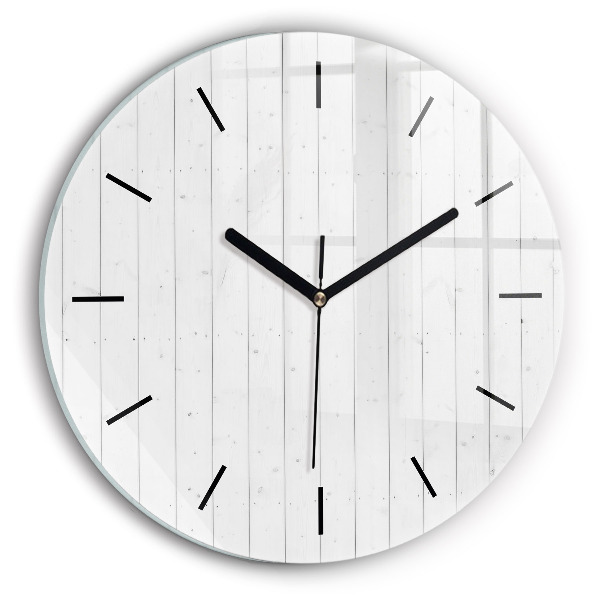 Round glass clock Wooden panels pattern