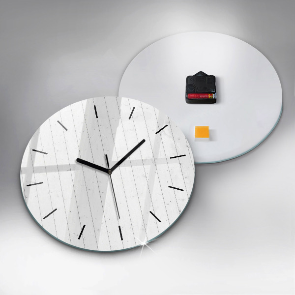 Round glass clock Wooden panels pattern