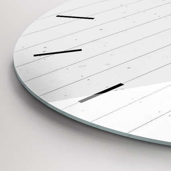 Round glass clock Wooden panels pattern